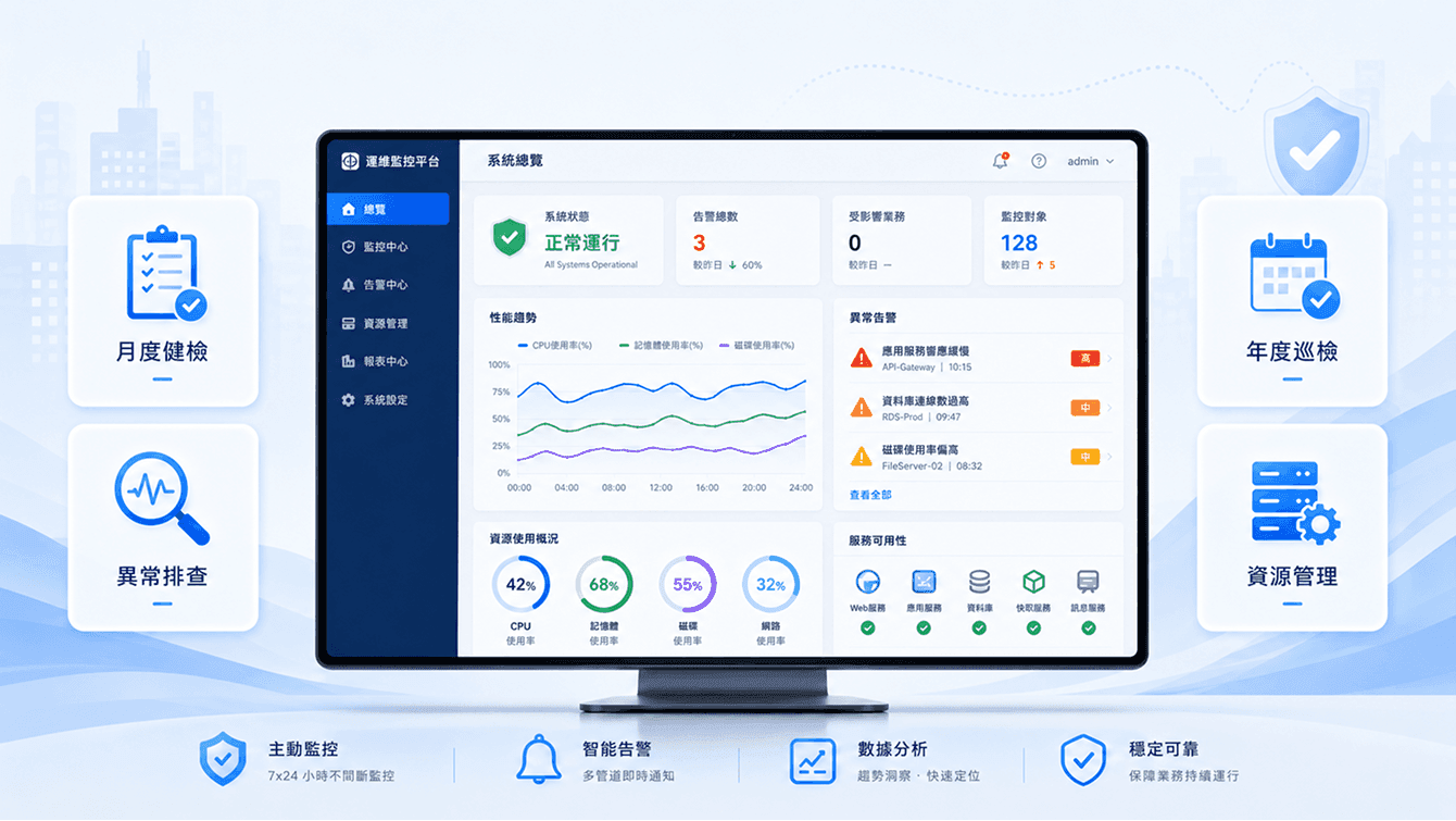 智慧化維運監控平台示意圖