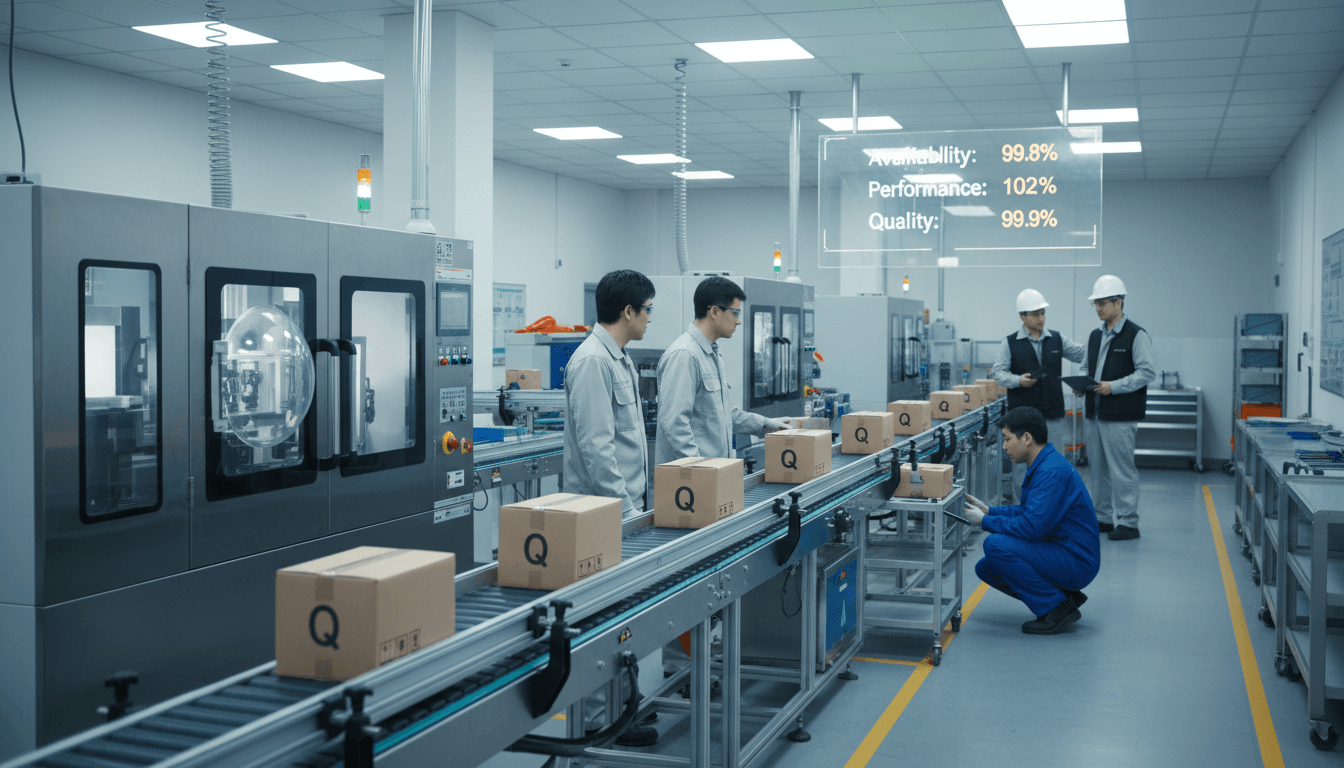 Operator reviewing OEE losses on a shop floor dashboard